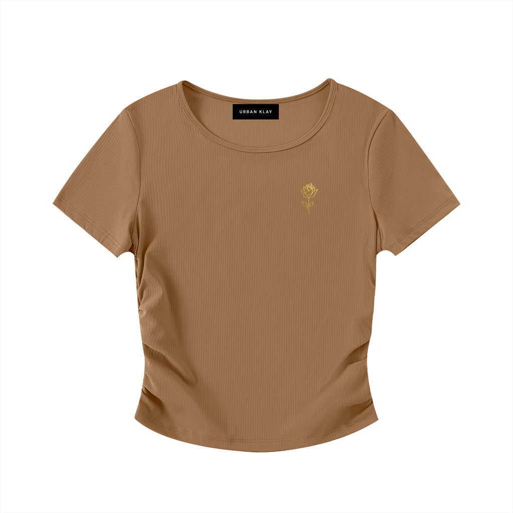OLIVIA RUCHED CROP-TOP TEE