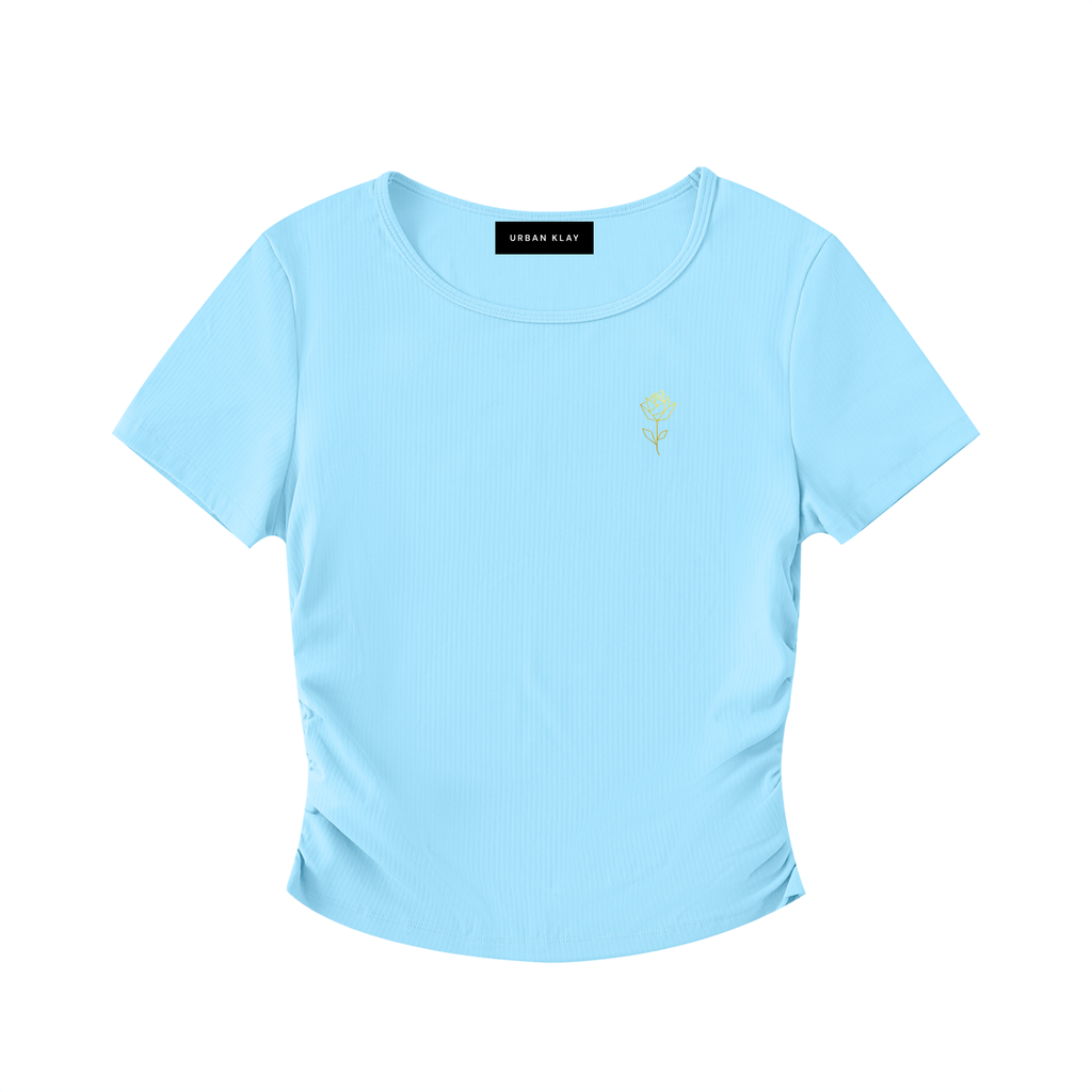 OLIVIA RUCHED CROP-TOP TEE