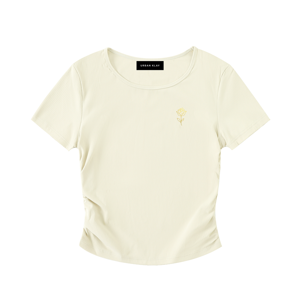 OLIVIA RUCHED CROP-TOP TEE