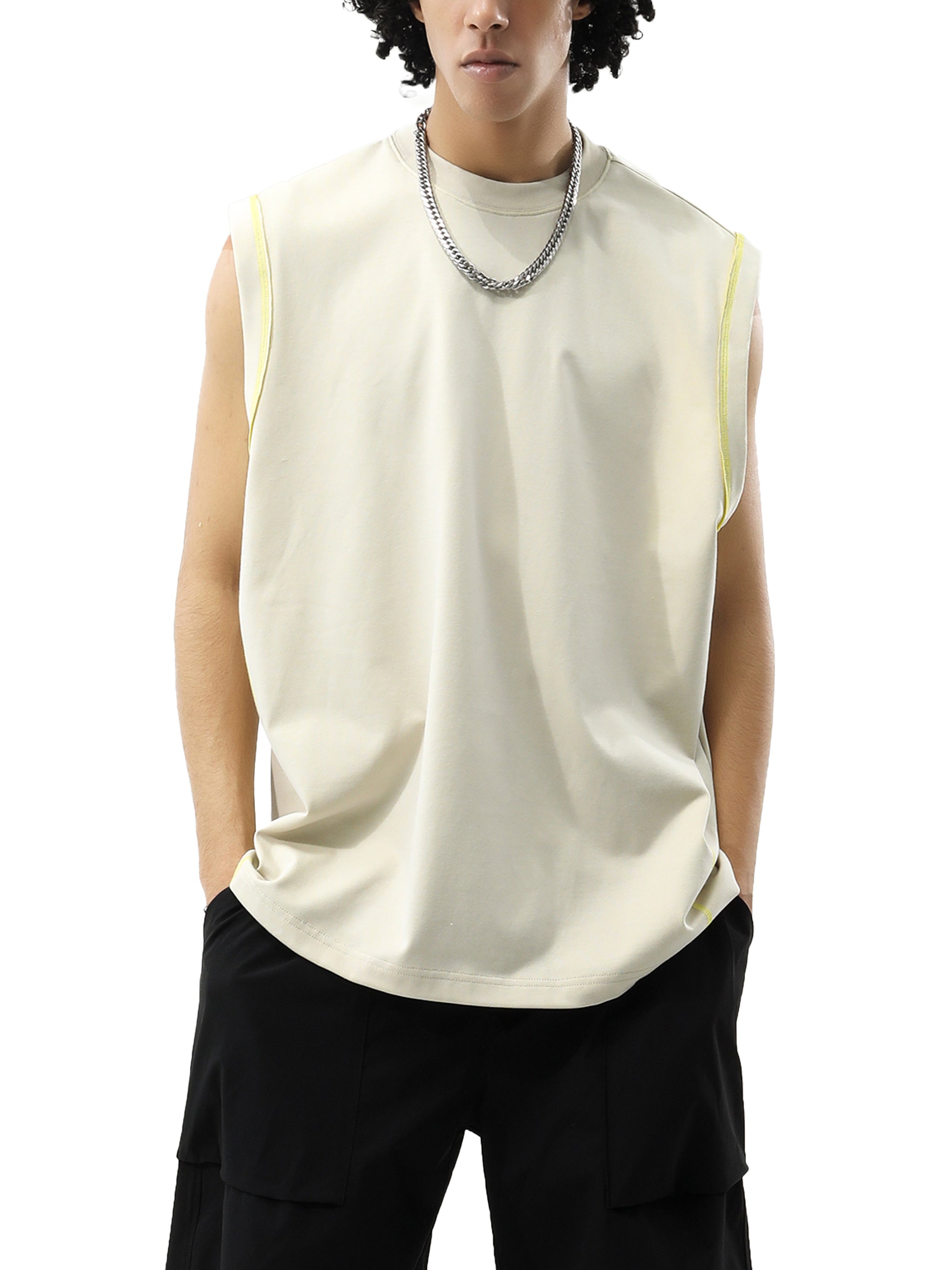 Atelier Men Contrast Panel Cooling Performance Tank Top