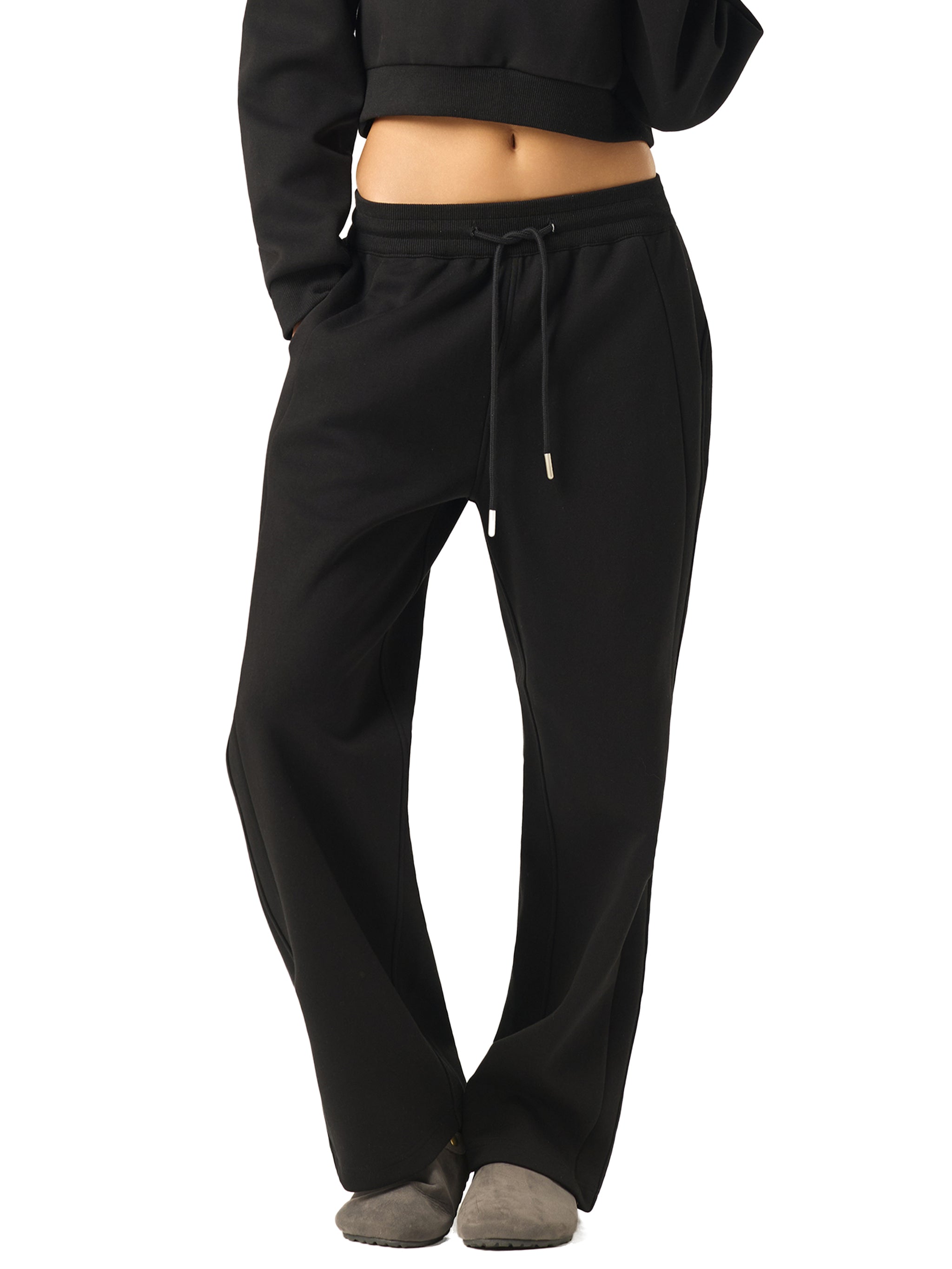CLAIRE DRAWSTRING STRAIGHT-LEG SWEATPANTS